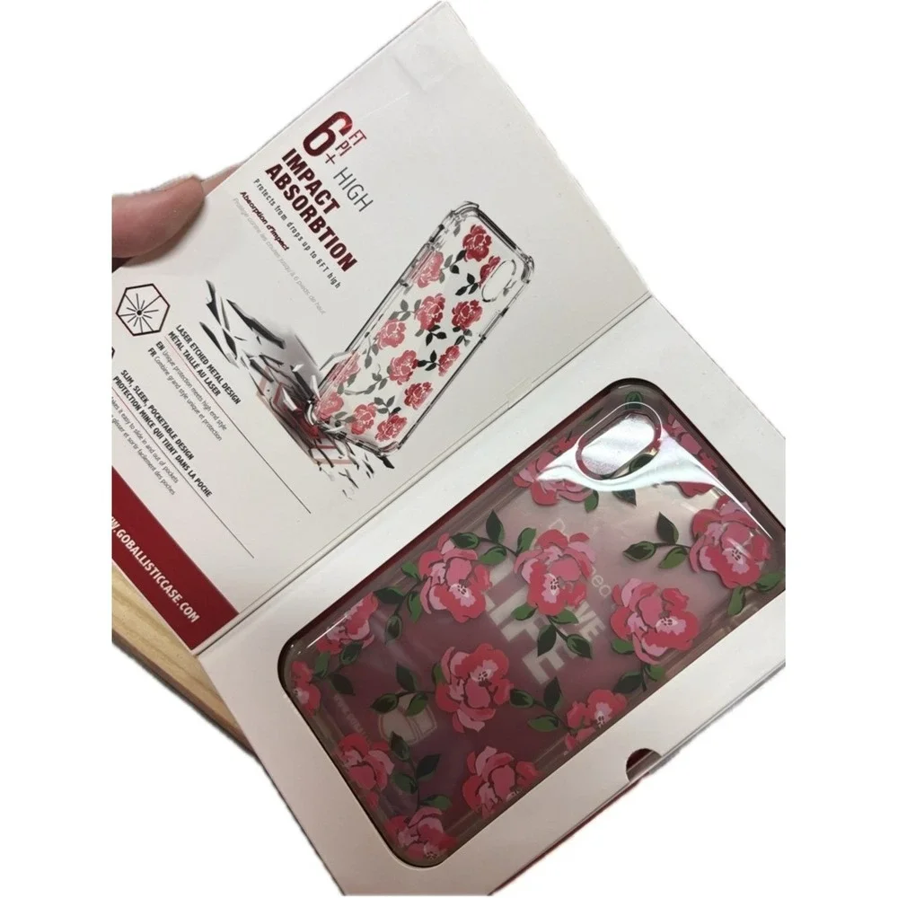 Ballistic Floral Clear Case for‎ Apple iPhone XR Pink Rose Protective Cover